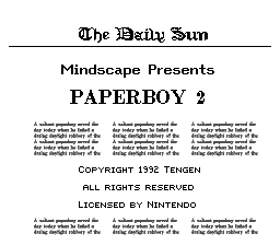 sfc游戏 送报童2(欧)Paperboy 2 (E)