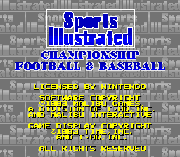 sfc游戏 冠军足球&棒球(美)Sports Illustrated Championship Football & Baseball (U)